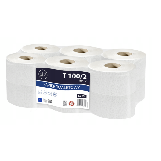 PAPIER TOALETOWY JUMBO BIAŁY do podajnika 12szt. 100 % Celuloza 2 warstwy